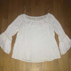 White flowy long sleeved shirt